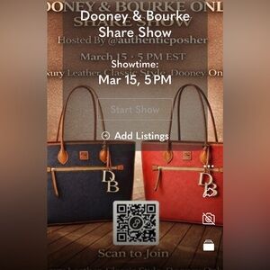 Dooney & Bourke Navy and Red Leather Tote Set with Tan Trim